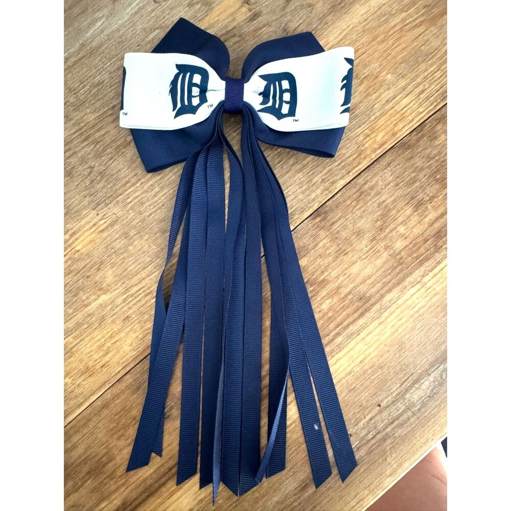 Detroit Tigers MLB Officially Licensed Long Tail Ponytail Streamer Hair Bow Clip